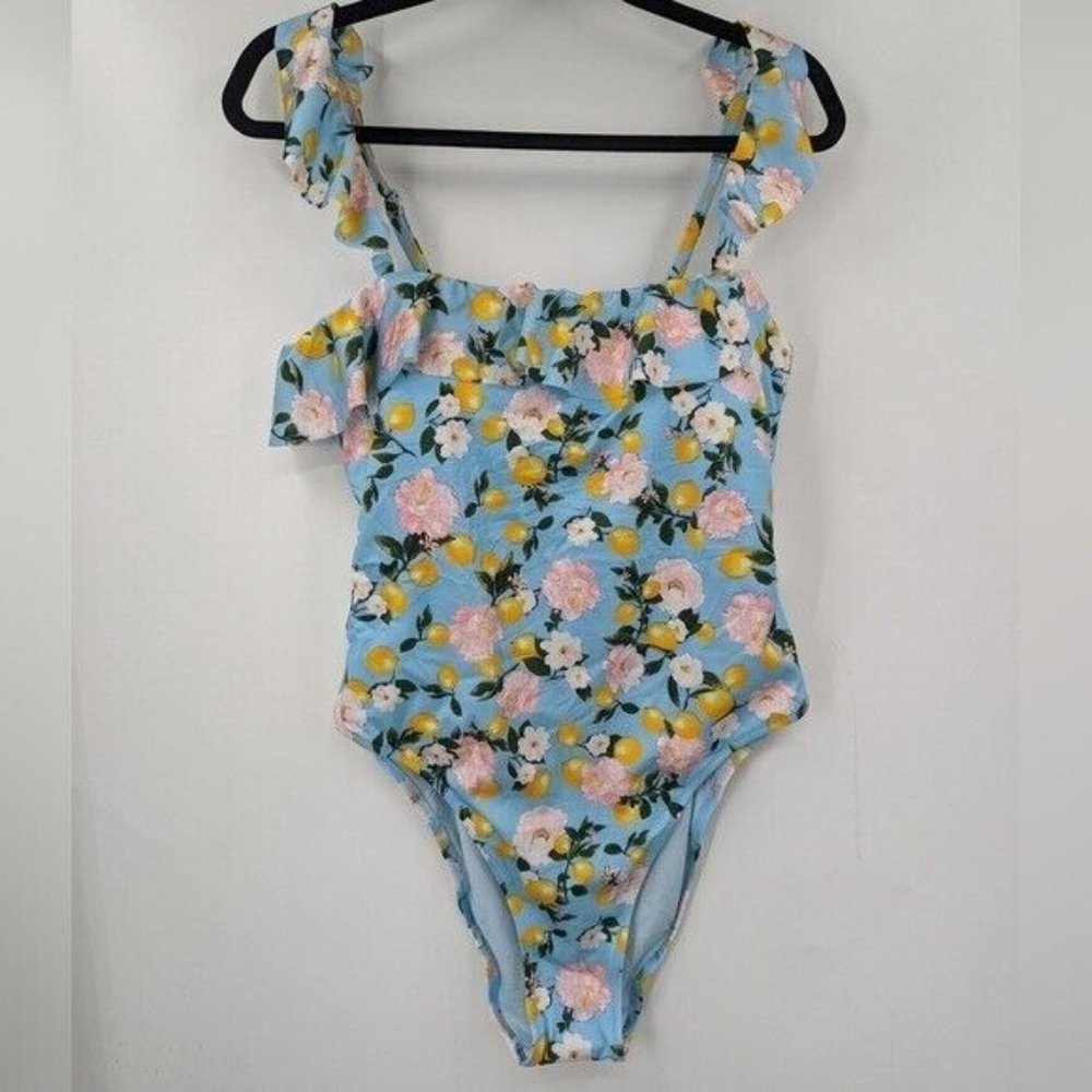 NWT VICTORIA'S SECRET Floral Ruffle Open Back One Piece Swimsuit